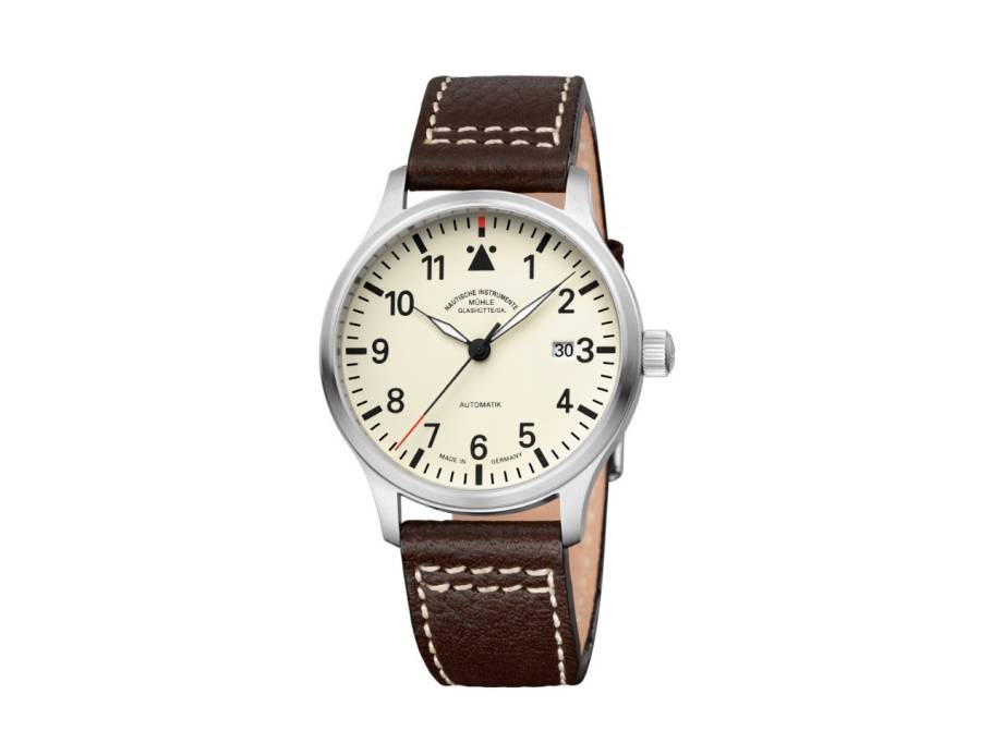 Terrasport II Automatik Edelstahl 40mm weißes Zifferblatt braunes Lederband