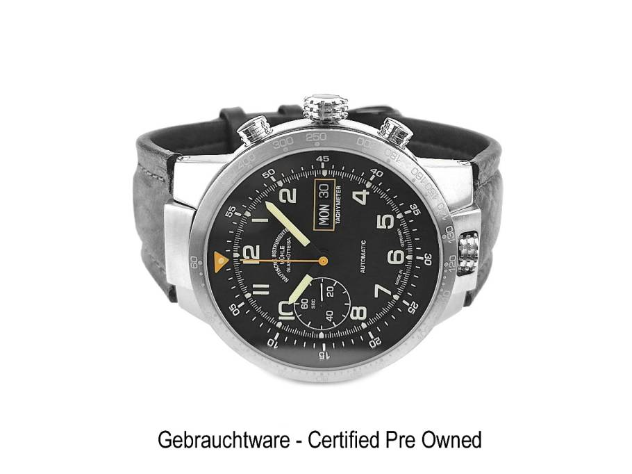 Lufthansa Pilot 1 Limited Edition Chronograph Automatik Edelstahl 42mm schwarzes Zifferblatt Lederband M1.35.03 Full Set Occasion Refurbished