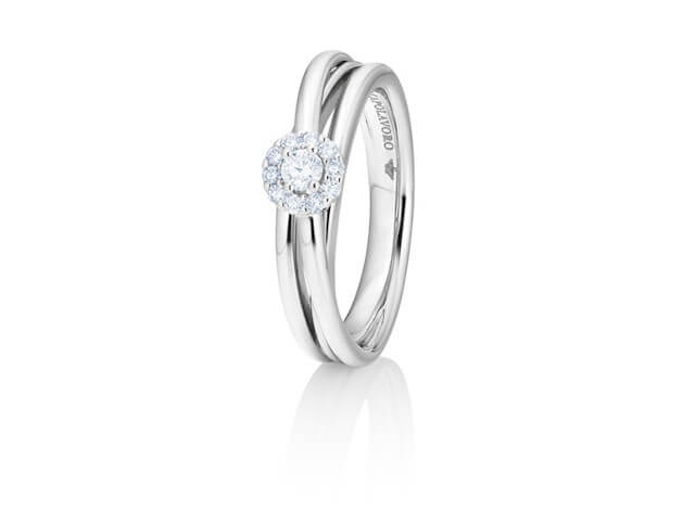 Magnifico Ring  schmal Weißgold mit Brillantrosette
