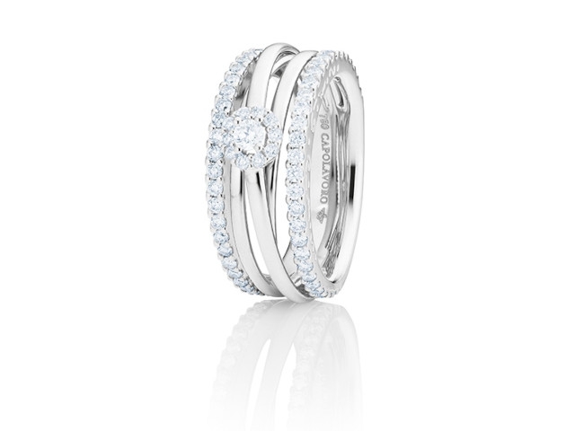 Magnifico Ring breit Weißgold mit Brillantrosette