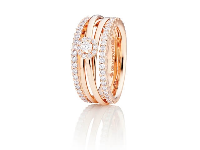 Magnifico Ring breit Roségold mit Brillantrosette