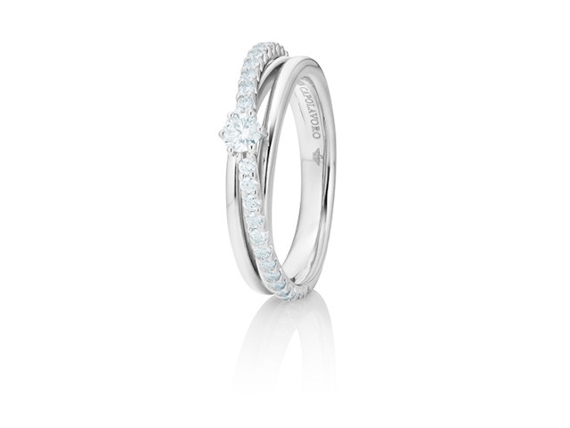 Magnifico Ring  schmal Weißgold mit Brillanten und Solitair