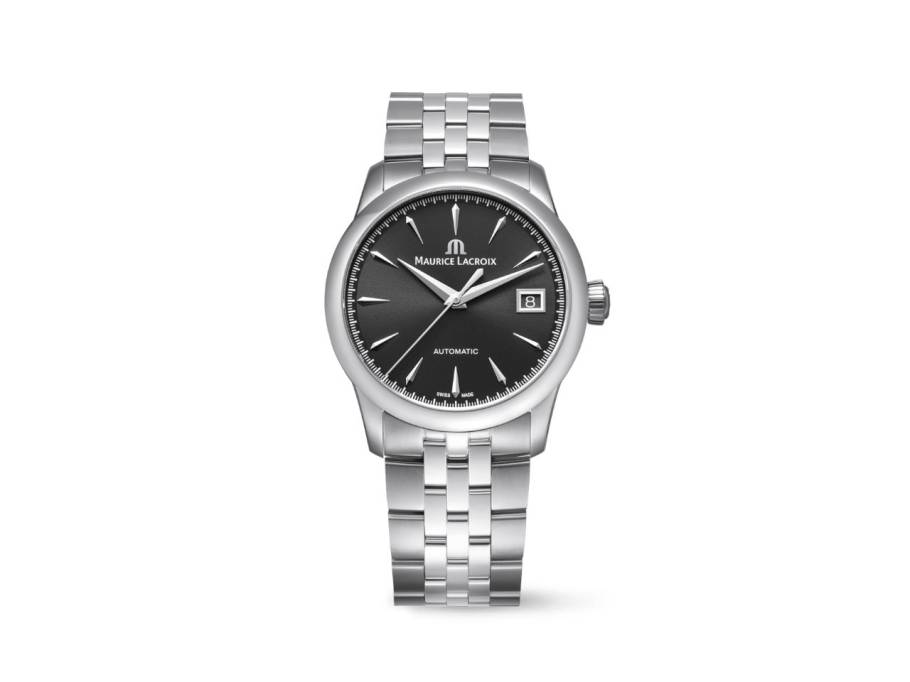 1975 Automatik Edelstahl 36mm schwarzes Zifferblatt Metallband