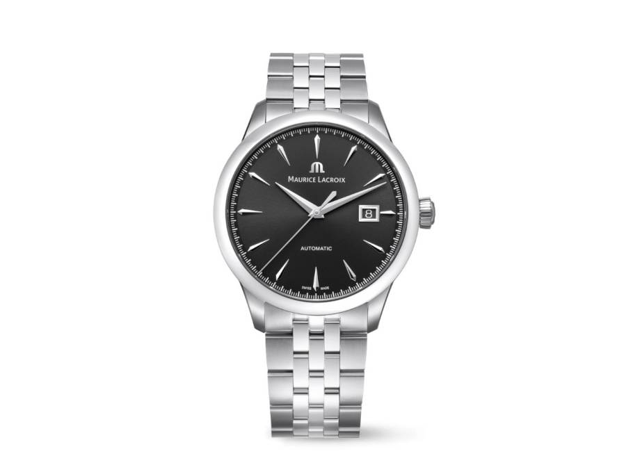 1975 Automatik Edelstahl 40mm schwarzes Zifferblatt Metallband