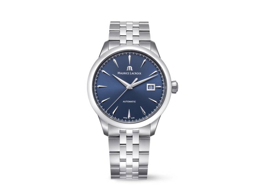 1975 Automatik Edelstahl 40mm blaues Zifferblatt Metallband