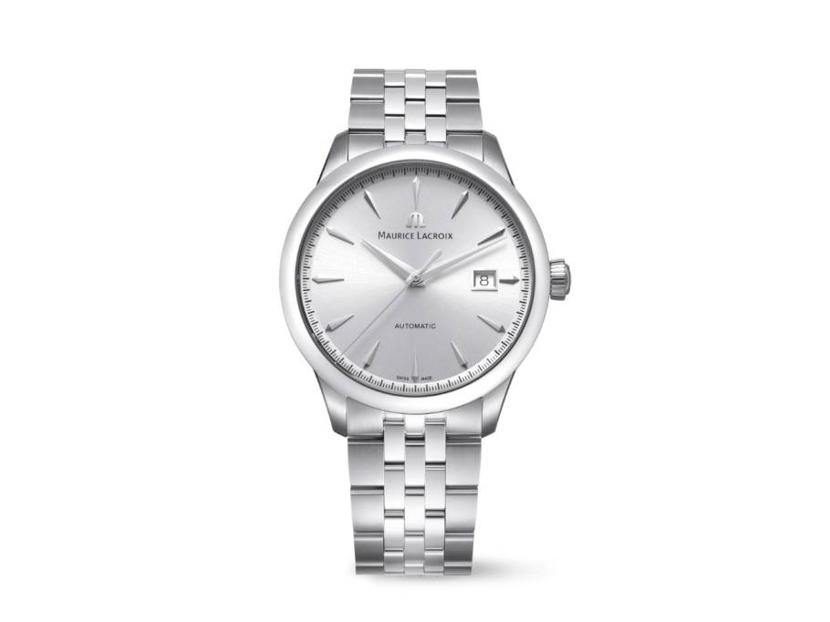 1975 Automatik Edelstahl 40mm silberfarbenes Zifferblatt Metallband