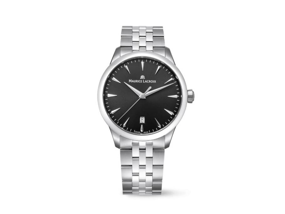 1975 Quarz Edelstahl 39mm schwarzes Zifferblatt Metallband