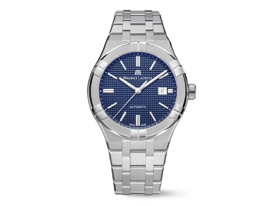 Aikon Automatik Edelstahl 42mm blaues Zifferblatt Metallband