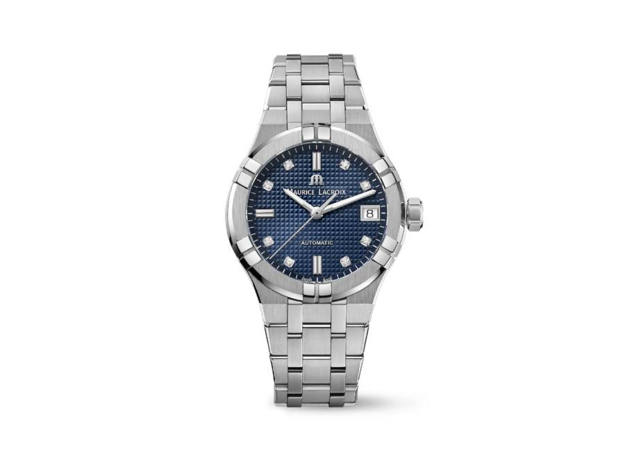 Aikon Automatik Edelstahl 35mm blaues Zifferblatt Metallband