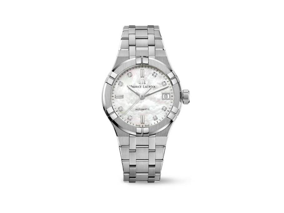Aikon Automatik Edelstahl 35mm weißes Zifferblatt Metallband 