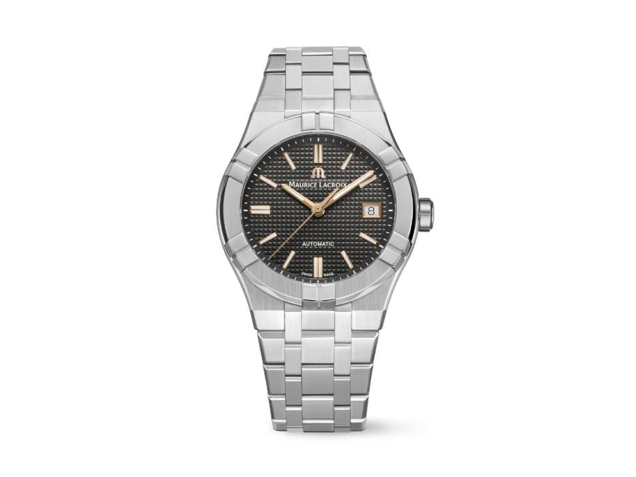 Aikon Automatik Edelstahl 39mm graues Zifferblatt Metallband 