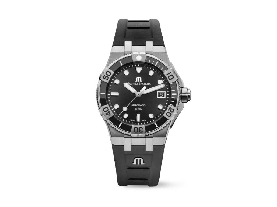 Aikon Venturer Automatik Edelstahl 38mm schwarzes Zifferblatt schwarzes Kautschukband