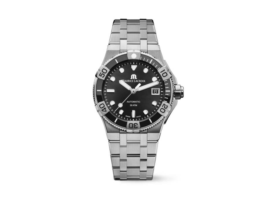 Aikon Venturer Automatik Edelstahl 38mm schwarzes Zifferblatt Metallband