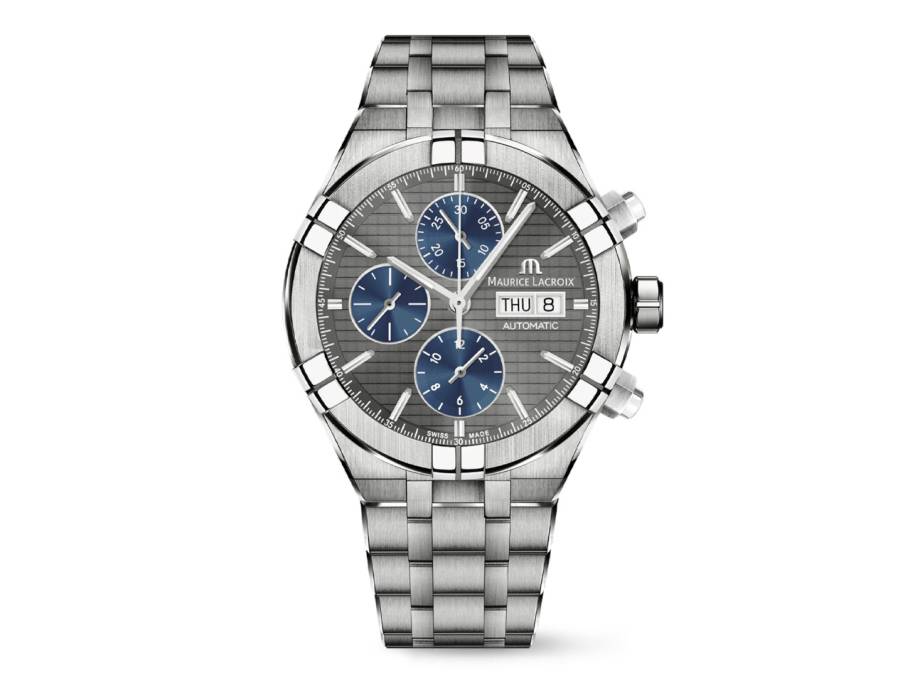 Aikon Chronograph Automatik Titan 44mm graues Zifferblatt Metallband