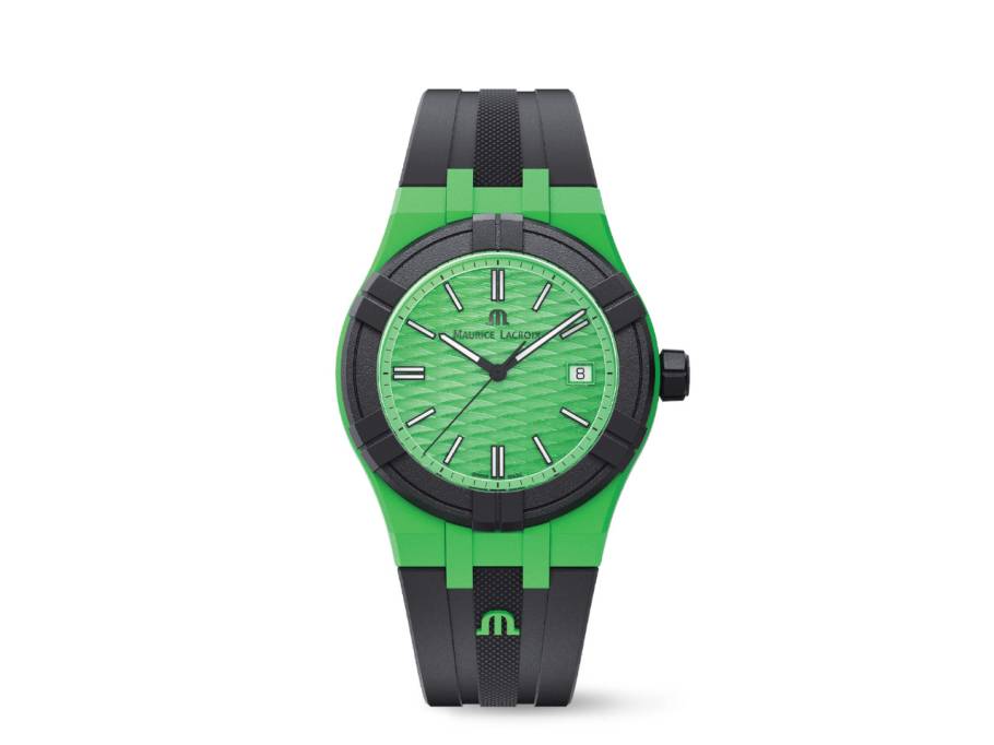 Aikon #tide Quarz Kunststoff 40mm grünes Zifferblatt schwarzes Kautschukband
