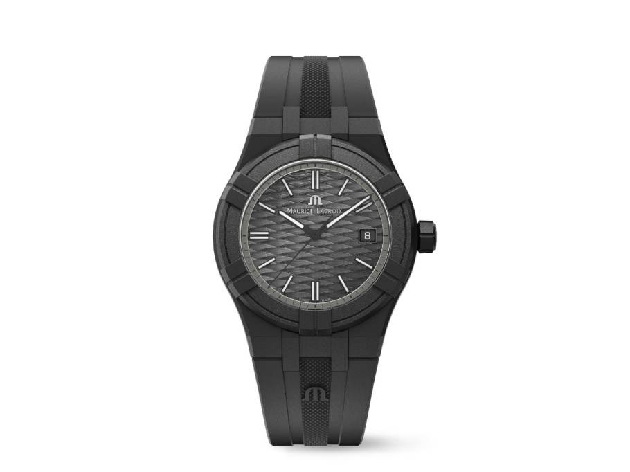 Aikon #tide Quarz Kunststoff 40mm schwarzes Zifferblatt schwarzes Kautschukband