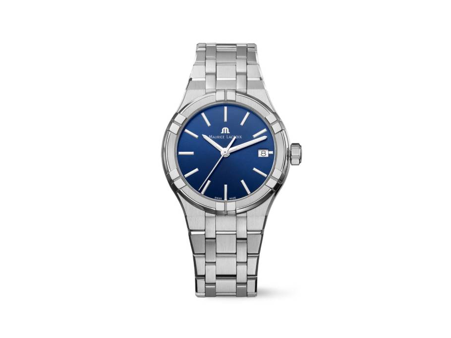 Aikon Quarz Edelstahl 35mm blaues Zifferblatt Metallband
