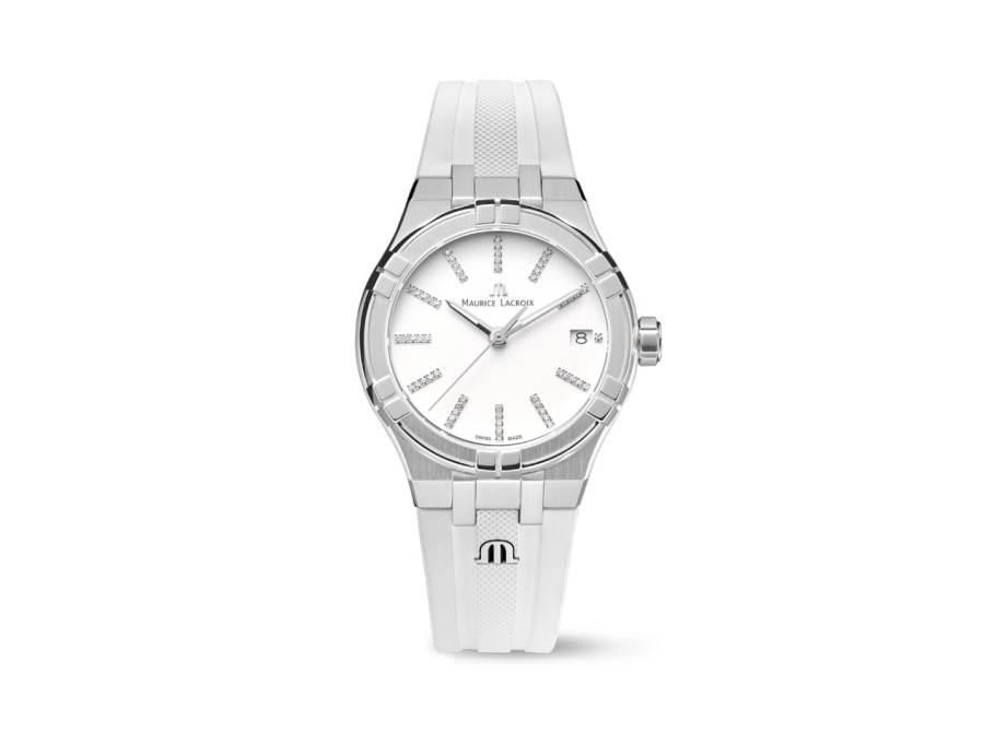 Aikon Quartz Edelstahl 35mm weißes Zifferblatt weißes Kautschukband