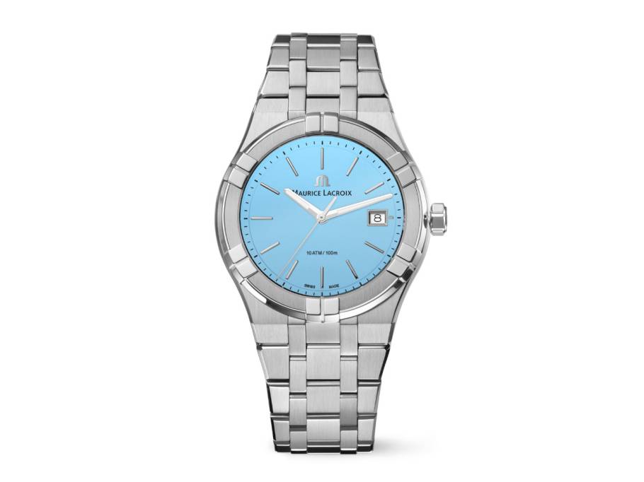 Aikon Quartz Edelstahl 40mm hellblaues Zifferblatt Metallband