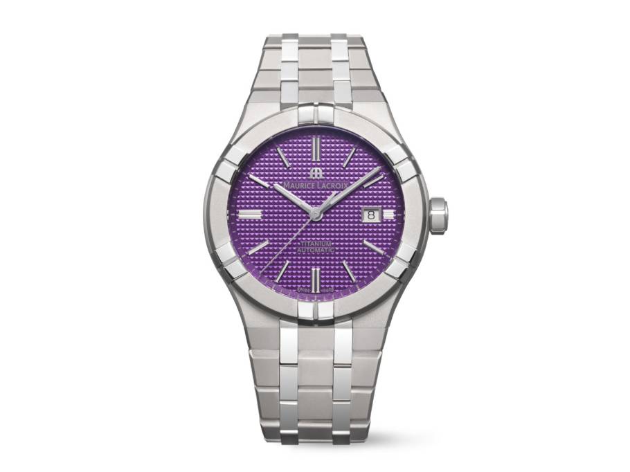 Aikon Automatic Titanium 42mm violettes Zifferblatt Metallband