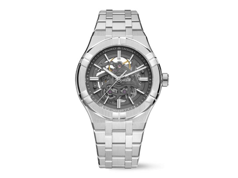 Aikon Skeleton Automatik Edelstahl 42mm skelettiertes ZIfferblatt Metallband