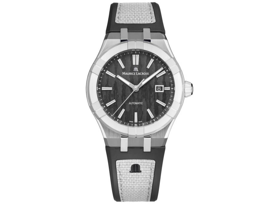 Aikonic Automatik Edelstahl 43mm Carbon-Zifferblatt schwarzes Kautschukband