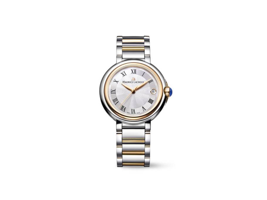 Fiaba Date Quarz Edelstahl 32mm weißes Zifferblatt Metallband