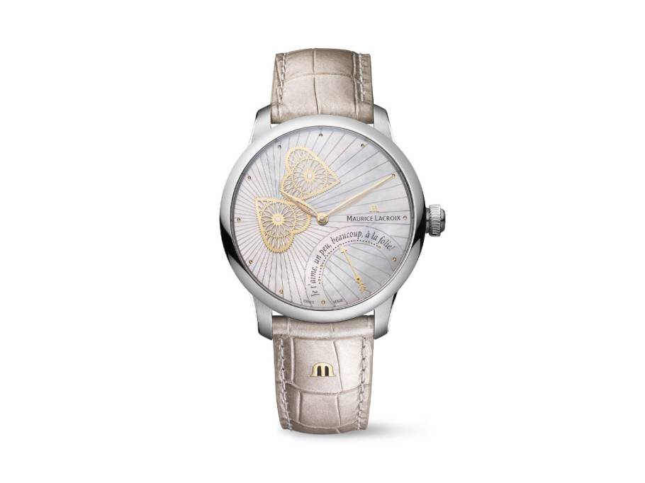 Masterpiece Embrace Automatik Edelstahl 40mm Perlmutt-Zifferblatt beiges Lederband