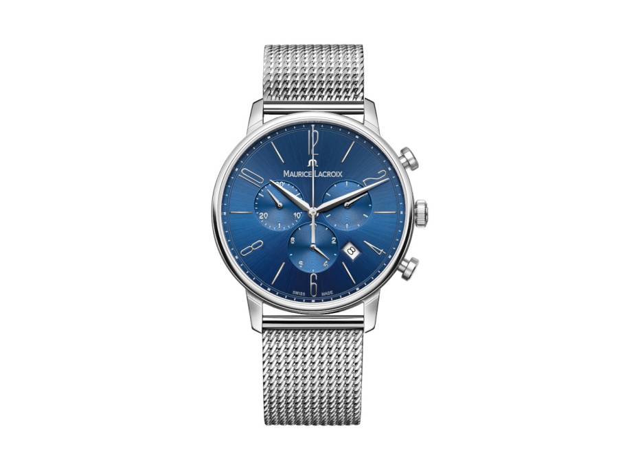 Eliros Chronograph Edelstahl 40mm blaues Zifferblatt Metallband