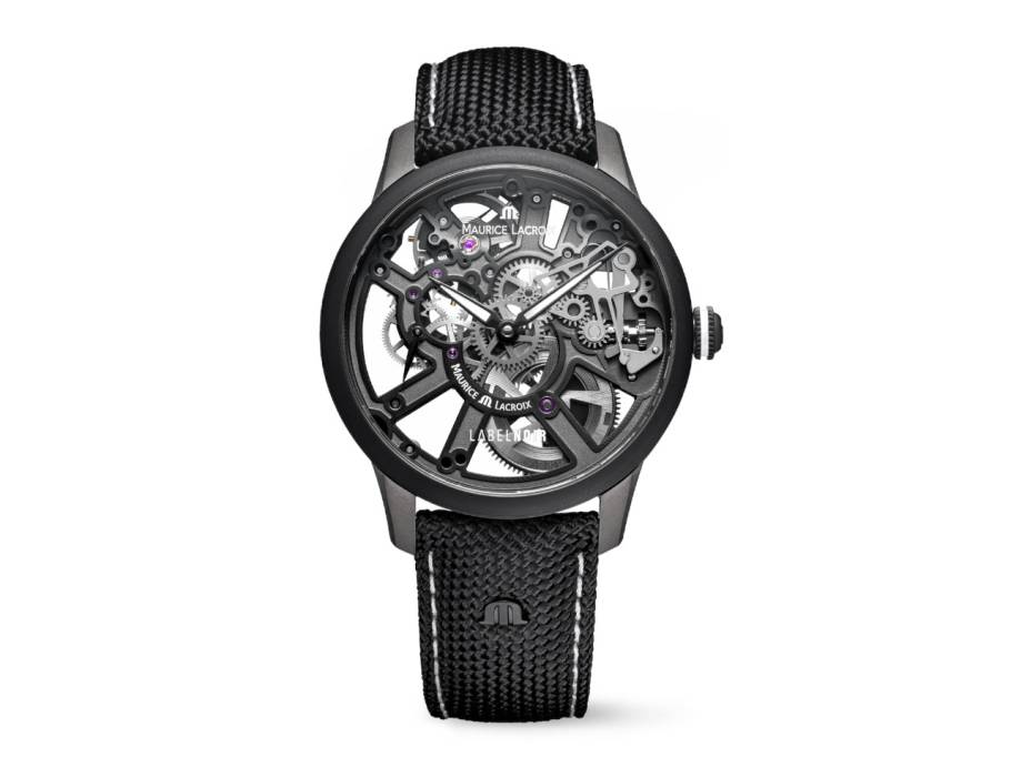 Masterpiece Skeleton Label Noir Handaufzug Edelstahl Schwarz-DLC 43mm schwarzes Zifferblatt schwarzes Textilband