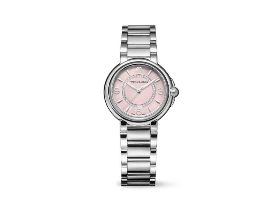 Fiaba Colours Edition Quarz Edelstahl 32mm rosanes Zifferblatt Metallband
