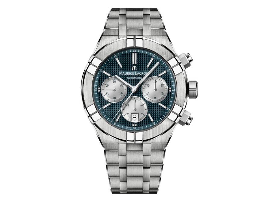 Aikon Chronograph Automatik Edelstahl 44mm petrolfarbenes Zifferblatt Metallband Limited Edition