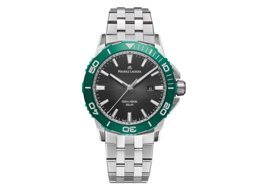 Pontos S Solar Date Quarz Edelstahl 42mm schwarzes Zifferblatt Metallband