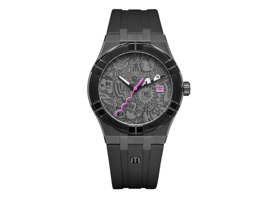    Aikon Quartz Wotto Edelstahl 40mm graues Zifferblatt schwarzes Kautschukband Limited Edition