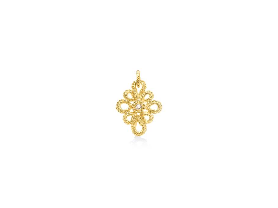Miss Medea Anhänger Gelbgold 22mm mit Brillant champagner