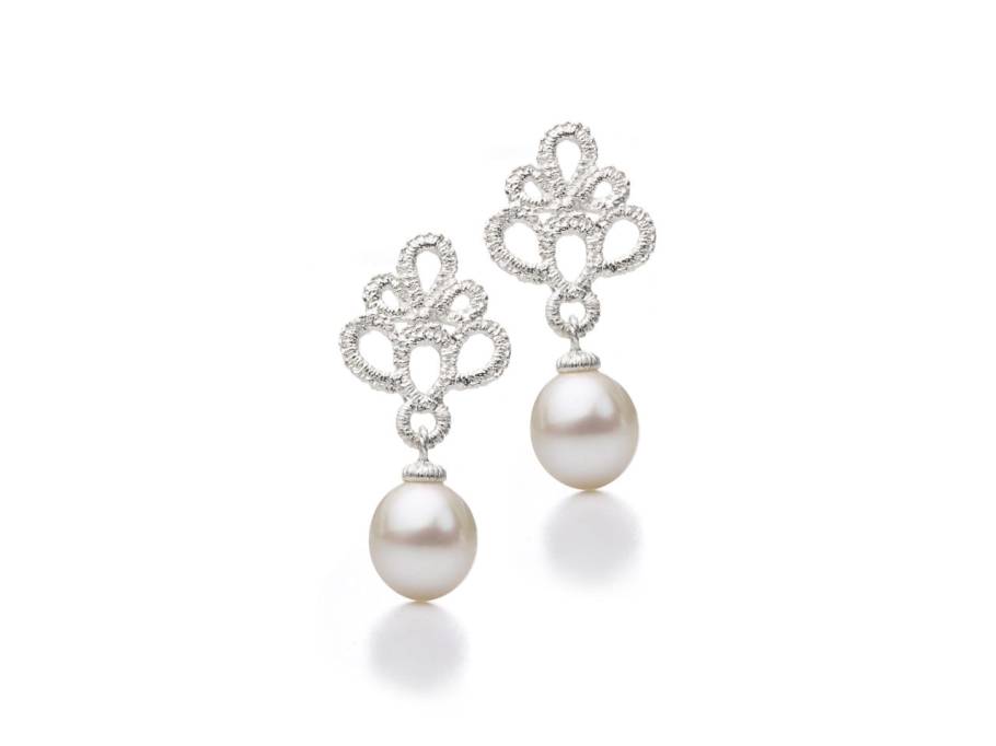 Medea Pearl Ohrhänger Silber 30mm mit hellen Süßwasserperlen