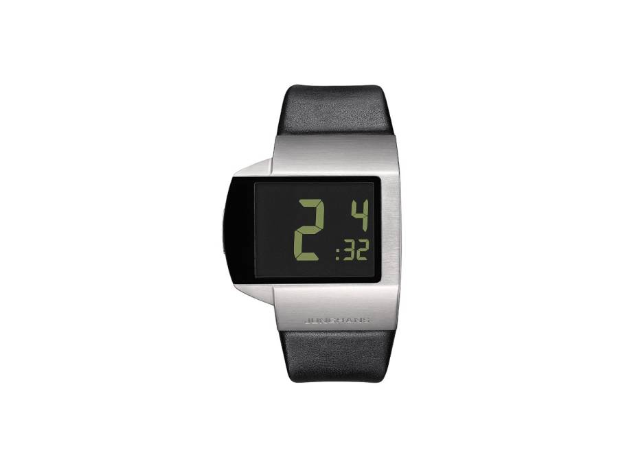 Mega Futura Limited Edition Funkuhr Edelstahl 38x44mm digitales Zifferblatt schwarzes Lederband