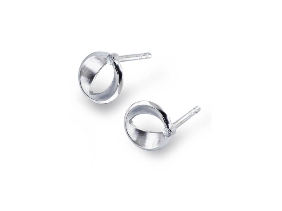 Set   2 Ohrstecker Platin schalenförmig Brillant