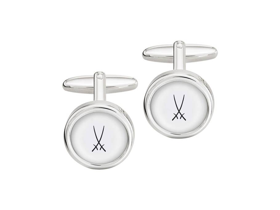 Manschettenknöpfe "Schwerter Schwarz" Silber weiß