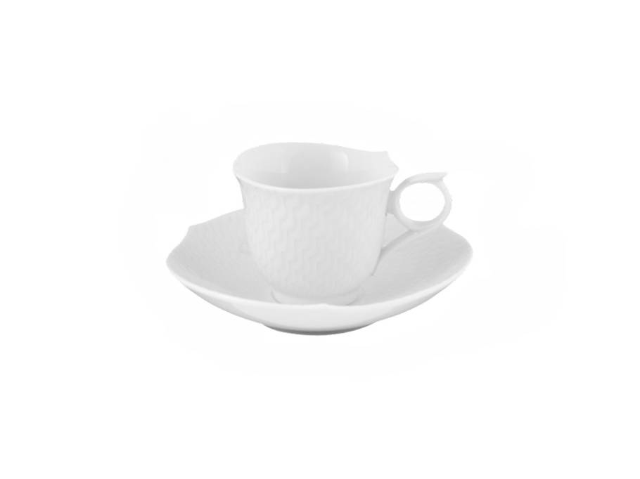 Espressotasse Wellenspiel Relief weiß