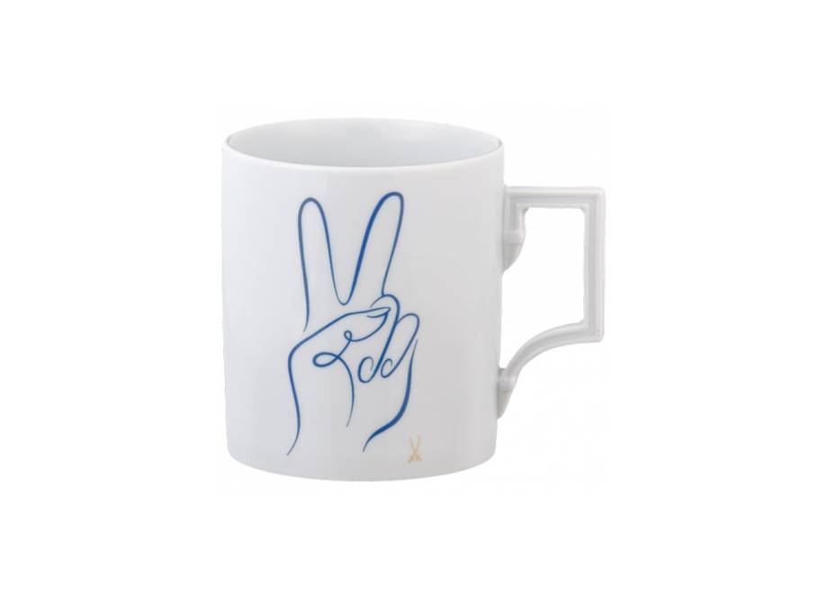  MUG Collection Henkelbecher PEACE-MUGS "Peace-Handzeichen" in Blau