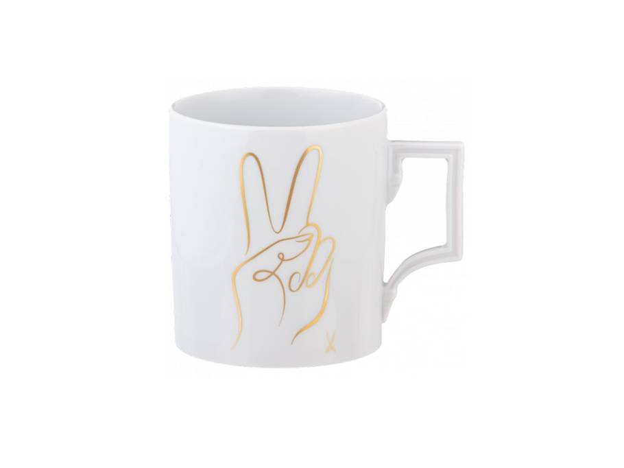  MUG Collection Henkelbecher PEACE-MUGS "Peace-Handzeichen" in Gold