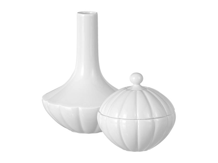 Home-Deco-Set Landscape Vase und Dose weiß