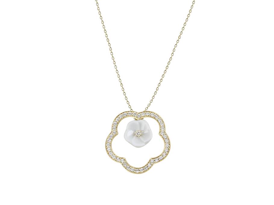1739 Royal Blossom Frame Collier Gelbgold 45cm mit Brillanten 0,500ct