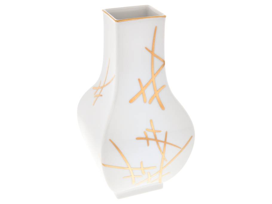 Vase stilisierte Markenzeichen weiß gold 25,5 cm