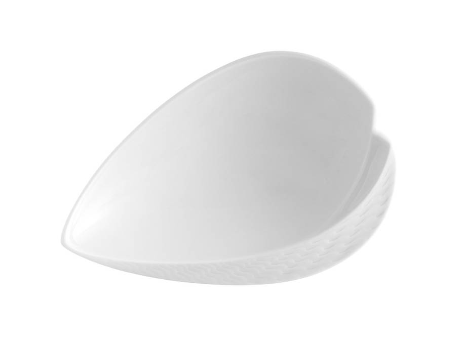  Wellenspiel Relief Asien Blattschale weiß