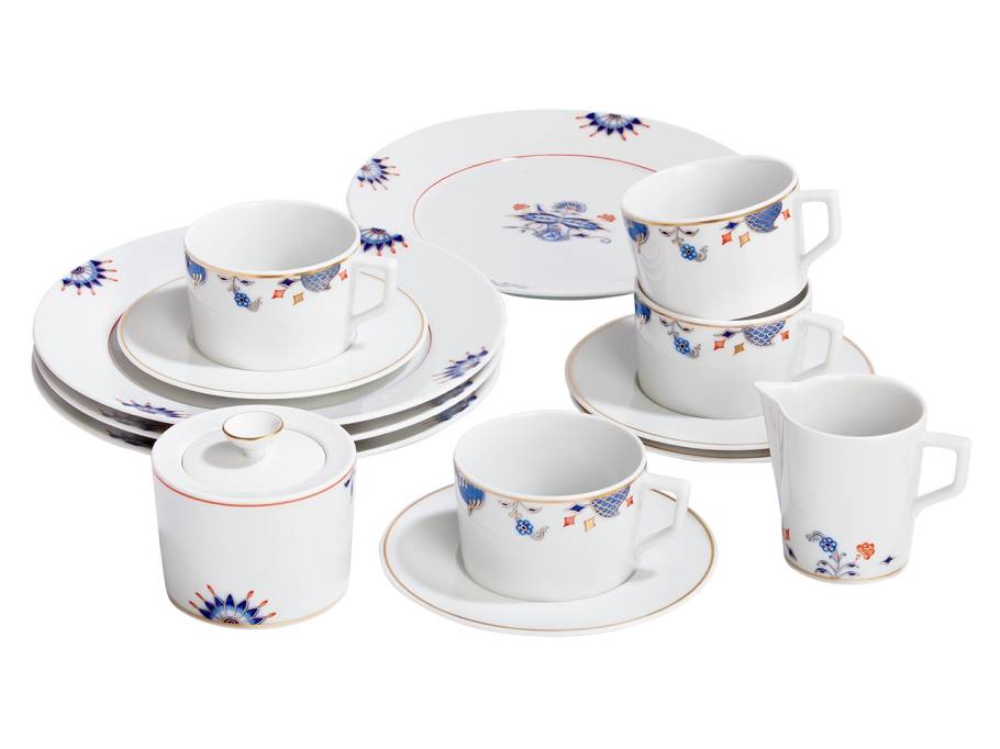 Kaffeegedeck-Set N°41 Noble Blue weiß