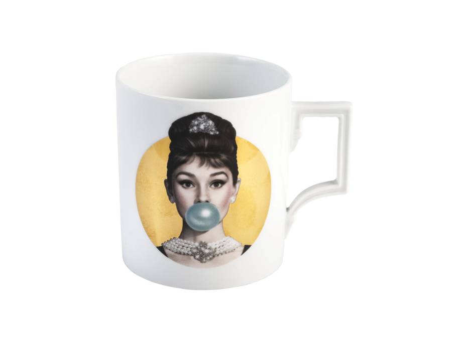 MUG Collection Mug Henkelbecher X Michael Moebius "Legends blowing Bubbles" Audrey Hepburn Gold