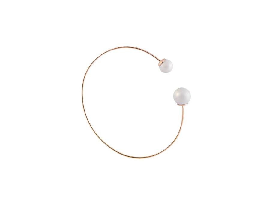 Pearl Collection  Armspange Roségold mit weißen Perlen aus Meissener Porzellan® 60mm