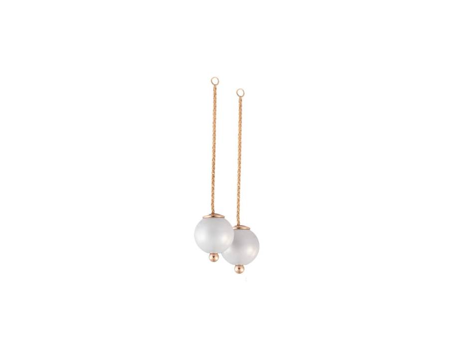 Pearl Collection  Ergänzung für Ohrschmuck Roségold mit weißen Porzellankugeln 12mm aus Meissener Porzellan® 50mm